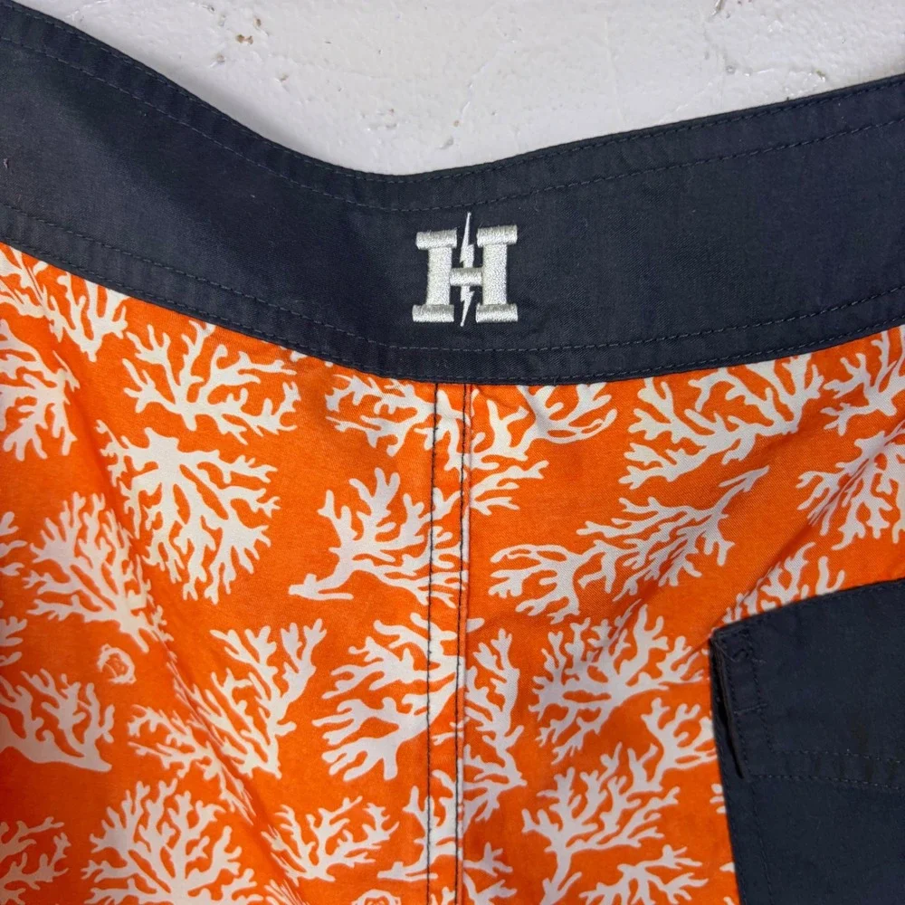 Howler Brothers Board Shorts Mens 38 Orange White Coral Print Surf Beachwear